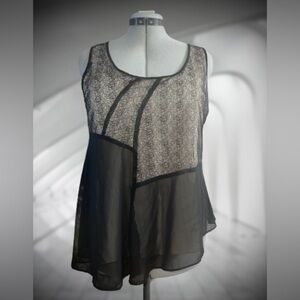Anthropologie sheer asymmetric swing top, Sz Sm